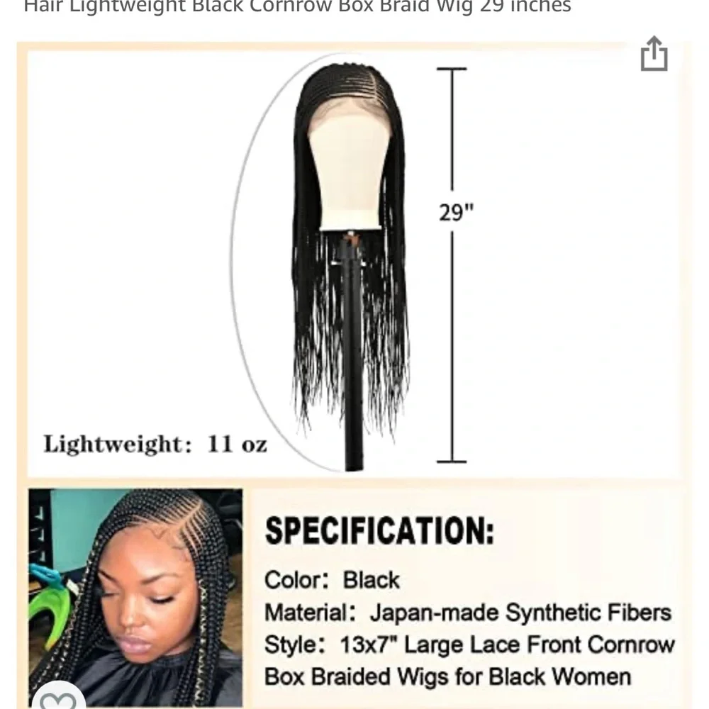 Black Lace Front Box Braided Wig - Picture 2 of 6